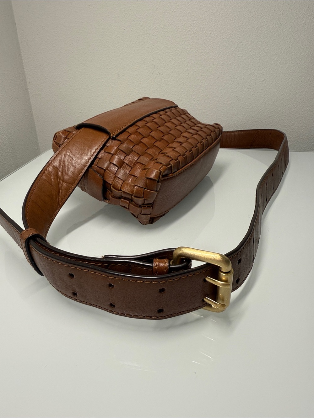 Radley London Weavers Way Woven Leather Belt Bag Fanny Pack Brown EUC - Picture 5 of 9